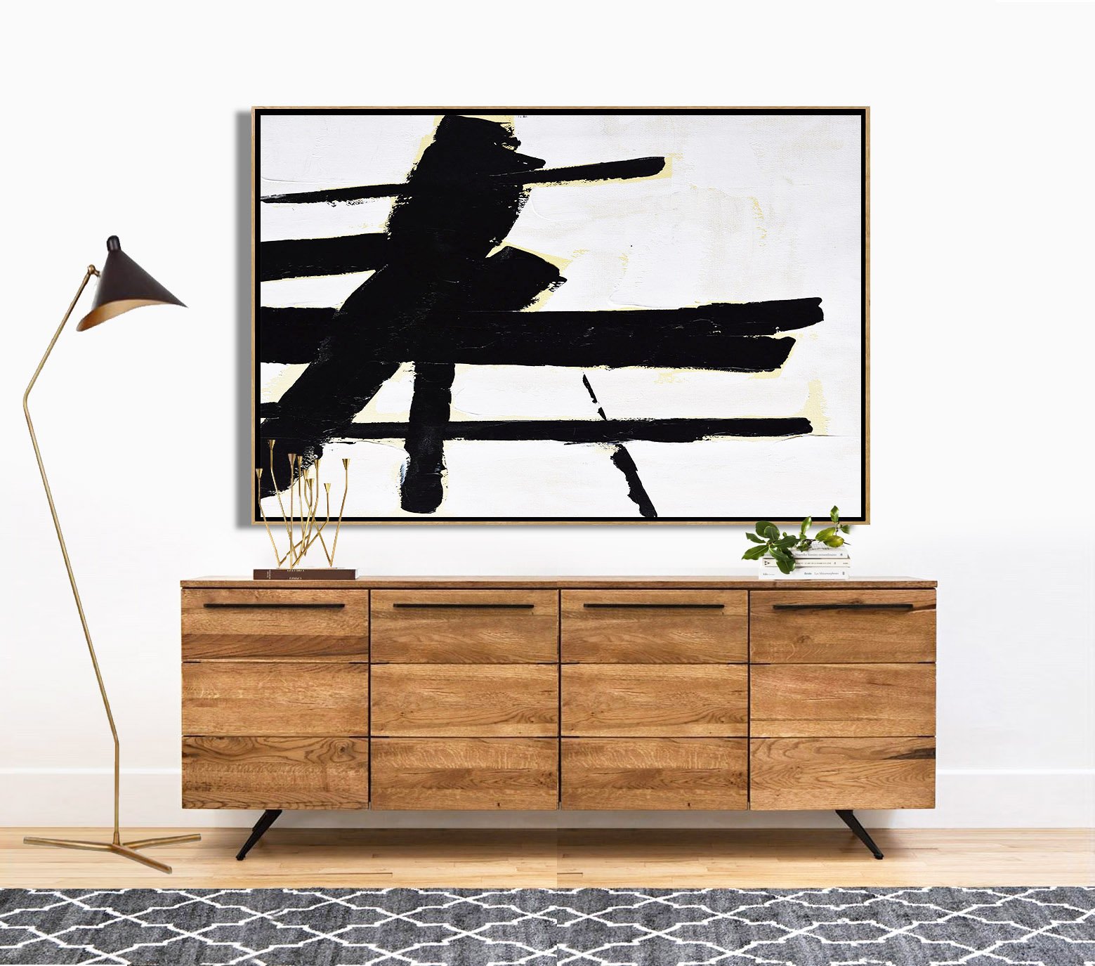 Horizontal Palette Knife Minimalist Art #C39Z